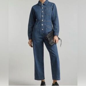 Lisa Says Gah- Farrah Denim Jumpsuit-Coveralls in vintage indigo. Size L